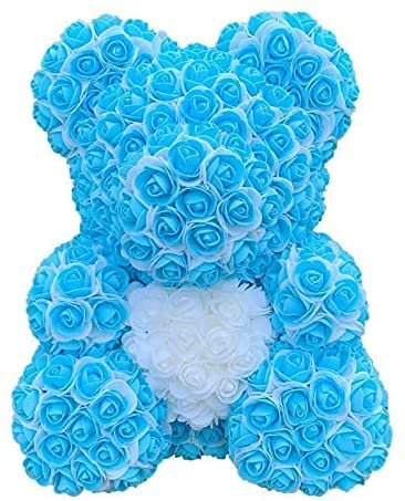 QXGJTLI 40cm Rose Bär Herz Künstliche Blume Rose Teddybär für Frauen Valentinstag Hochzeit Geburtstag Gefälschte Blumen