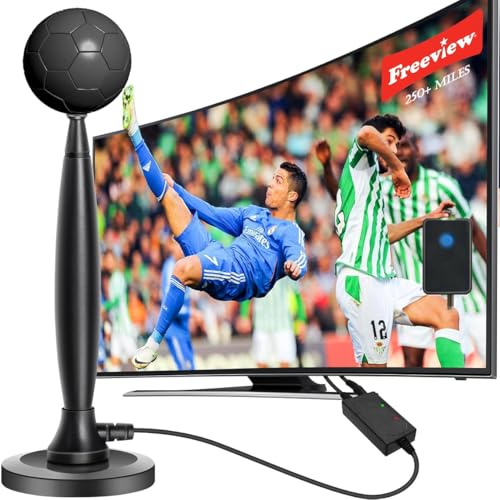 Rewave DVBT2 Antenne für Innenbereich - Digitale TV-Antenne mit Starkem Signal, über 1900 km Reichweite - Unterstützt Freeview und Smart-TV