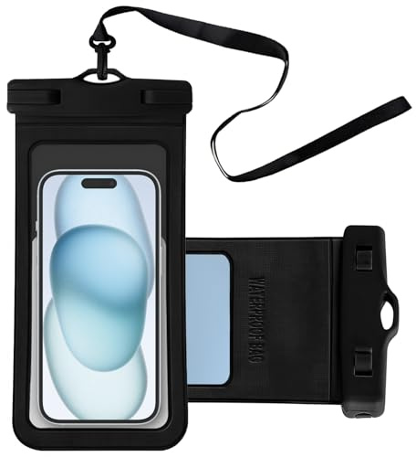 1 pezzi Custodia Impermeabile Smartphone,Cover Telefono Subacquea,Borsa Impermeabile,per iPhone 16 15 14 13 Pro Max Plus Samsung S25 S24 S23 Ultra Ecc,IPX8 impermeabile,Fino a 7,2 Pollice(Nero)