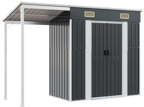 prissent Gartenhütte Gerätehäuser Gerätehaus Fahrradunterstand Gartenschrank Storage Shed Wetterfest Schuppen Garten Anthrazit