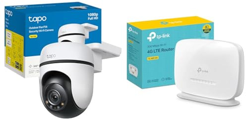 Tapo Bundle of TP-Link C500 - Cámara Vigilancia Wi-FI Exterior 360º, Resolución 1080p + [2024 Nuevo] TP-Link TL-MR105| Router 4G LTE (Cat 4), Router 3G/4G Velocidad de Red hasta 300Mpbs