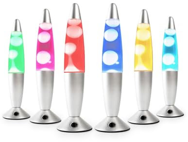 InnovaGoods® Lampara de Lava 25 W, Lámpara de Lava Relajante, Lamparas de mesita de noche, Funciona con una bombilla 7 colores, 3 LED RGB (1,5 W), ideal para habitación, Salón, Sala de estar.