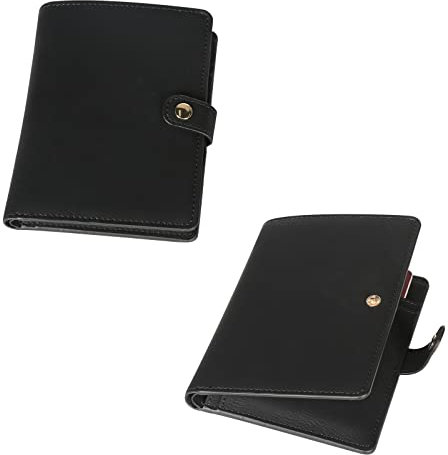 Uadme Set Aus Reisepasshülle Und Gepäckanhänger Aus Leder,Personalisierter Leder Reisepasshalter,Geeignet für Reisen Flitterwochen Geschäftsreisen Ausflüge (Schwarzes Leder Gravur Silber)