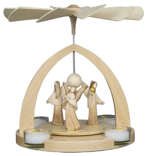 Holyart Pirámide de Navidad Madera Val Gardena 3 ángeles Aram glaseado Bicolor