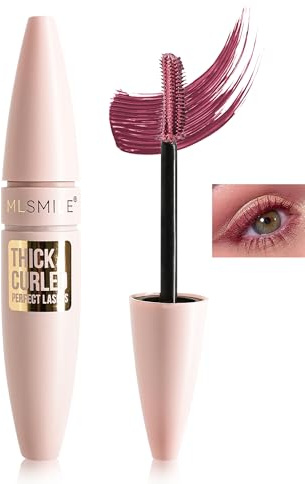Mascara Burgundy Wasserfest für Voluminöse und Länge, Langlebige Wischfest | Wimperntusche Extra Lange Wimpern und Definition, Fiber Eye Lashes Tubing Mascara Make Up für ältere Frauen, Ohne Klümpchen