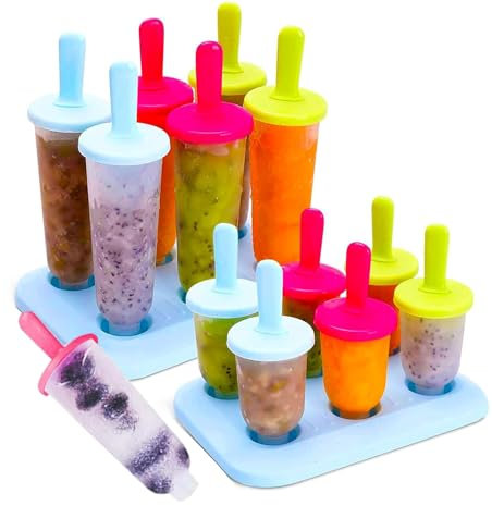 12 Eisformen Eis am Stiel, Eisformen mit Kunststoffstäbchen, BPA-frei, Kleine und Große Eisformen Kleine Eisbehälter,Eis Formen für Stieleis