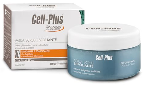 CELL PLUS Aqua Scrub Esfoliante 450g, Sali Marini, Alghe Azzurre, Oli Vegetali, Contrasta la Ritenzione Idrica, Trattamento di Bellezza