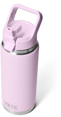 YETI Rambler 26 oz Bottle, Vacuum Insulated, Stainless Steel with Color Matching Straw Cap, Cherry Blossom