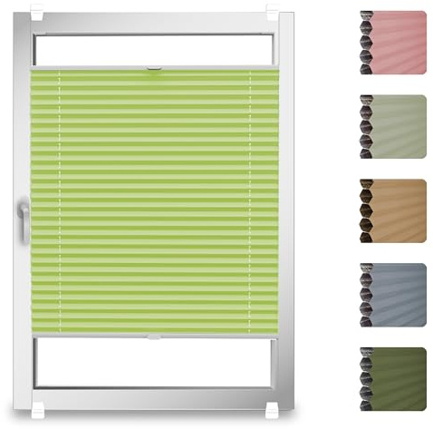 StoffTex Wabenplissee I nach Maß I ohne Bohren mit Klemmträger I Doppelplissee I Thermoplissee Blickdicht I Verdunklungplissee I Plisseerollo Faltrollo I 16 Farben I Höhe 25-130cm I Breite 121-150cm