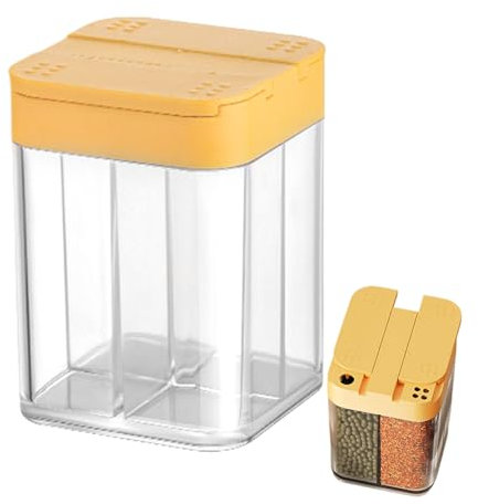 Shaker per sale, pepe e condimenti, saliera, contenitore portatile per condimenti, trasparente, a tenuta stagna, per cucina, picnic, barbecue all'aperto, viaggi, campeggio