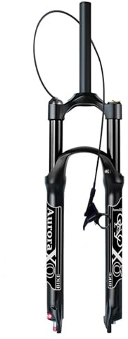 AuroraXQ 26/27.5/29 Pouces Fourche Avant à Suspension Pneumatique pour vélo VTT, Tube Droit 1 1/8 Verrouillage Manuel/à Distance avec Réglage du Rebond pour VTT/AM/XC Tout-Terrain(Black Remote Loc