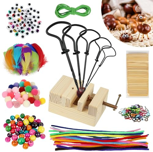 Ainiv Set Di Punte per Castagne, Fai Da Te Con Castagne | Set Fai da Te per Castagne, Per Castagne con Supporto, Kit Di Artigianato per Castagne 1,5-5 mm, Decorazione Autunnale