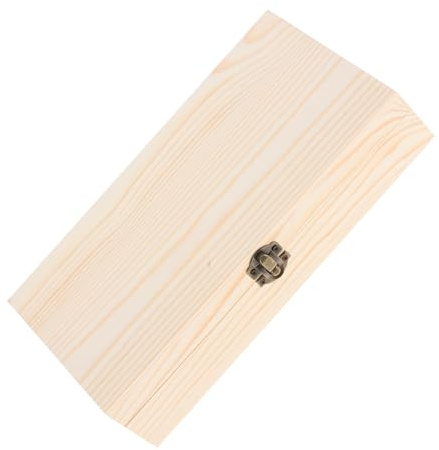 Lurrose Caja de Madera Rectangular con Tapa Abatible y Cierre Caja de Almacenamiento sin Pintar para Recuerdos Joyas y Tarjetas Organizador Versátil para Oficina y Hogar