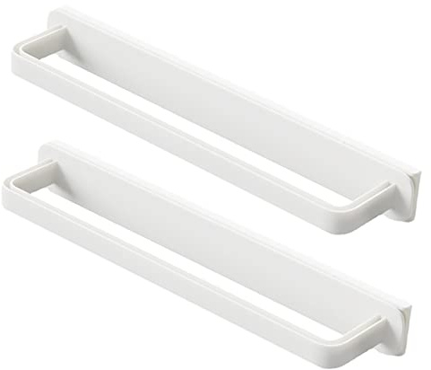 Ipetboom 2pcs No Drill Wall Mounted Sliding Towel Rack Self Adhesive Household Storage Organizer for Kitchen Bathroom Balcony Sturdy Pull Out Design Space Saving Holder for Dishcloths and