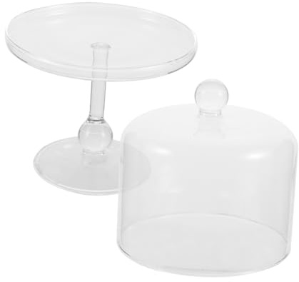 Warmhm Alzatina Torte in Vetro con Copertura Cupola Protettiva Supporto per Dolci Frutta e Snack Base Stabile Antipolvere per Feste e Tea Party