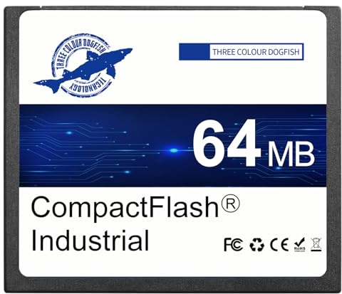 Dogfish Carte Mémoire Compact Flash 64Mo, Carte CF Type I pour Équipement Industriel et Appareil Photo Numérique Ancien Modèle