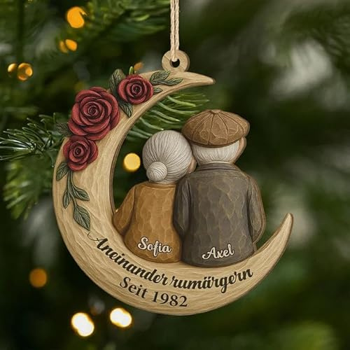 Geschenke Mall Personalisiertes Ornamente - Gemeinsam Alt Werden Seit - Personalisierte Weihnachtssgeschenke, Weihnachtsanhänger für Paare, Deko Weihnachtsbaum (Modell #3)