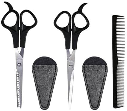 ZWWOGE Set professionale di forbici da parrucchiere con forbici a denti, lisce e pettine - Per taglio di precisione