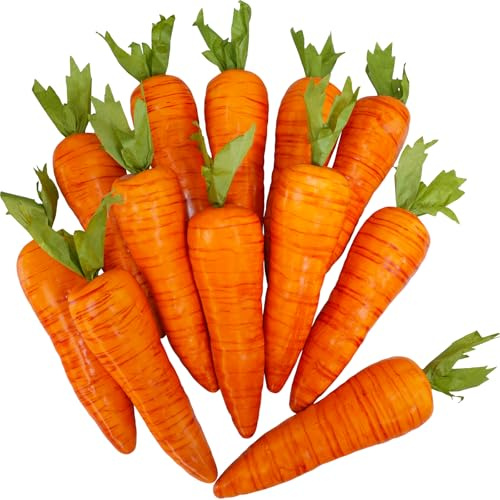 Winlyn 12 Pcs Artificial Carrots Easter Decorative Orange Foam Carrots Lifelike Simulation Artificial Vegetables 7.9 for Home Kitchen Decor Spring Easter Basket Bunny Wreath Photo Props DIY Crafts