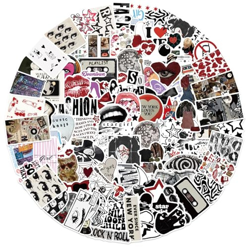 100 Pcs Y2K Cute Stickers Aesthetic Downtown Girls Sticker Pack Waterproof Cool Trendy Stickers for Adults Teens Stickers for Suitcase Luggage Laptop Water Bottle Journal Scrapbook Skateboard
