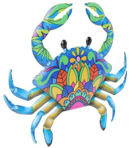 Healeved Decorazione Parete in Metallo Granchio Blu, Oggetti da Appendere al Muro, Ferro Antiruggine, per Casa e Balcone