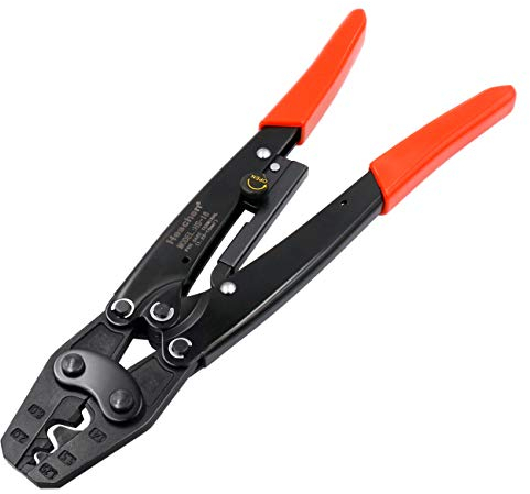 Heschen Ratschenklemme Crimpzange HS-16 Verwendung für 1,5-16 mm² (15-5AWG) nicht isolierte Klemmen (Punkttyp)