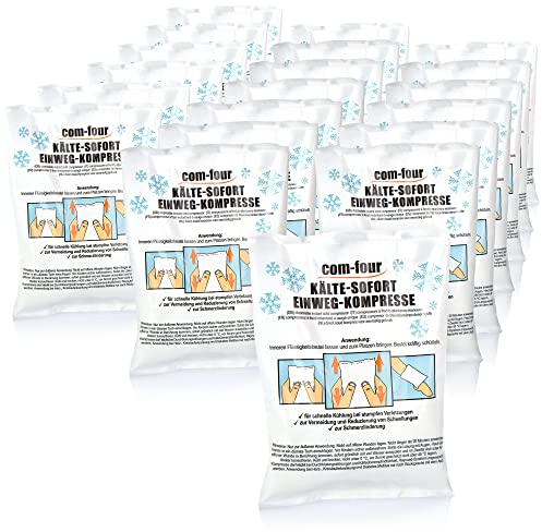 com-four® 20x Einweg Kälte Sofort-Kompresse zum Knicken 21 x 15 cm, Kältepack zum sofortigen Kühlen, Kühlpack für Erste-Hilfe-Maßnahmen, Kühlkissen zur äußerlichen Anwendung (20 Stück - Set 2)