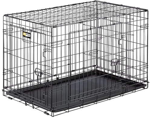 Ferplast Gabbia per cani pieghevole DOG-INN 90 Recinto per cuccioli, Trasportino in metallo, Separatore incluso, Porta doppia con chiusura di sicurezza, 92,7 x 58,1 x h 62,5 cm Nero
