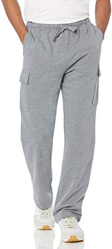 Amazon Essentials Pantalón Deportivo de Forro Polar Tipo Cargo para Hombre, Color Gris Claro Jaspeado, Talla L