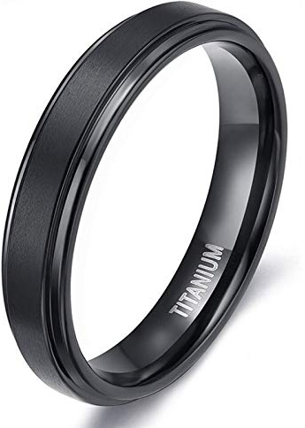 Zakk Ring Herren Damen Titan Verlobungsringe Eheringe Trauringe Schwarz Gebürstet 4mm 6mm 8mm
