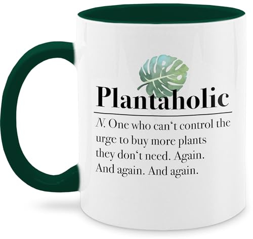Tasse Tassen 325ml - Statement - Plantaholic - Pflanzenliebhaber Geschenk Pflanzenliebhaberin Geschenkidee Gärtner Gärtnerin - 325 ml - Dunkelgrün - plant mug kaffetassen sprüche statements