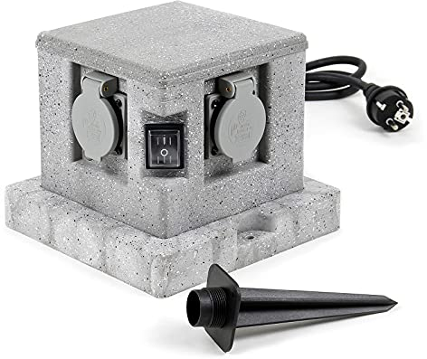 Wiltec Presa multipla effetto granito per esterno 4 attacchi protezione IP44 2 interruttori