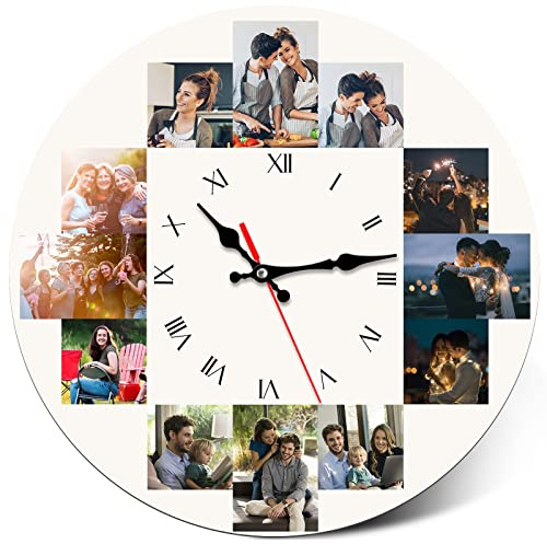 OXYEFEI Orologio da Parete Personalizzato Con Foto Silenzioso Non ticchettio Facile da leggere Orologio da parete per Camera da letto/Soggiorno/Cucina (Stile 2)