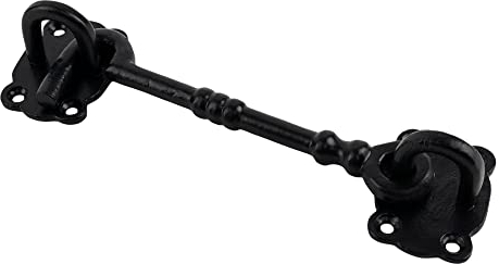 SKANDH Robuster Eisenhaken und Ösenriegel für Tor, Tür, Fenster, Haken mit Befestigungsschrauben, Antikschwarz, pulverbeschichtet, 15,2 cm