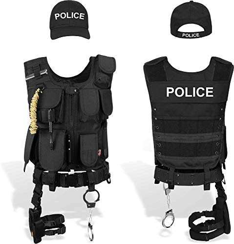normani SWAT/SECURITY/POLICE Set mit Weste im Einsatzstyle, Cap, Handschellen und Holster POLICE L/Rechts