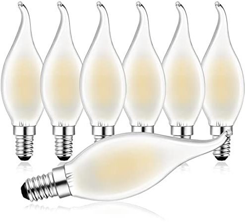 Belaufe Glühbirne E14 LED Kerze Dimmbare,4W E14 LED, E14 LED Warmweiss 2700 Kelvin, 350 Lumen Filament Lampe,Ersetzt 30 Watt,Matt Glas, 6 Stück
