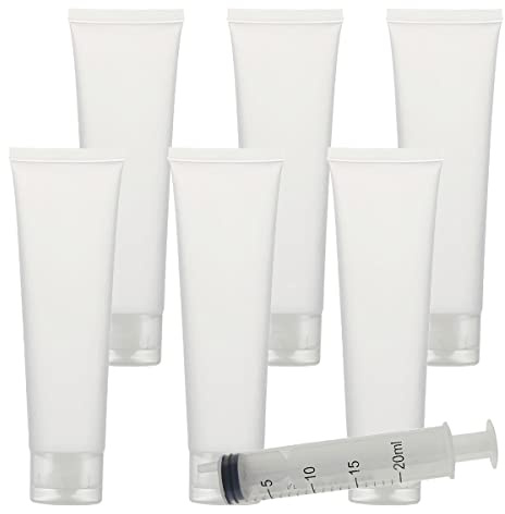 ZEOABSY 6 Pieces Empty 100ml Refillable Plastic Squeezable Frosted Translucent Bottles with Flip Cap, Travel Soft Squeeze Cosmetic Tubes with Flip Top Screw Caps for Shampoo Soap Lotion Containers