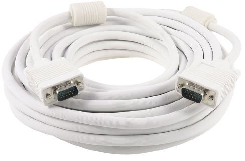 Ruilogod Cable de extensión VGA al macho 15pin blancopuro 15pin longitud de 15 metros para la computadora PC