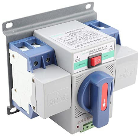 Interruptor de Transferencia Automática, 220V 63A 2P, Disyuntor de Doble Potencia con Función de Protección, Bajo Ruido, Interfaz EPS para Control de Energía