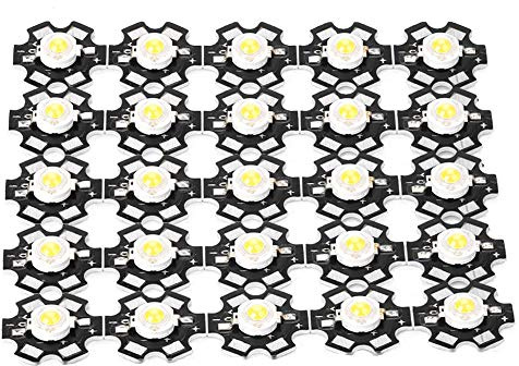 YUMILI COB Light Bead - 25PCS 3W 3.2-3.4V Super Bright High Power LED Bead Spotlight Bulb, Componenti emettitori di Luce Lampadina a diodi per proiettore (3000-3200K)