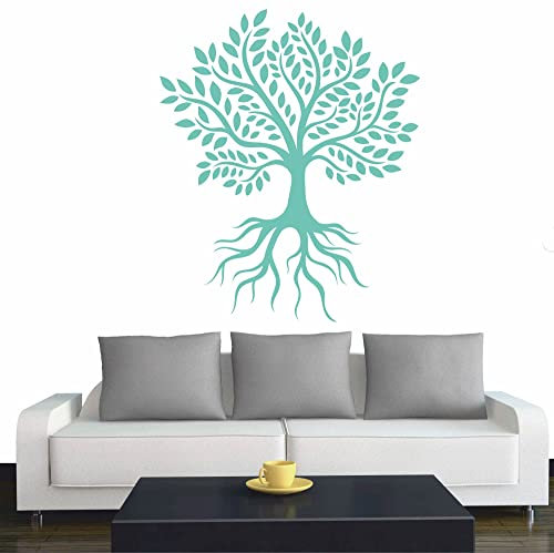 INDIGOS UG - Wandtattoo Wohnzimmer - Wandaufkleber Baum des Lebens - 5 - Lebensbaum Weltenbaum - 60x60 cm - Mint - Aufkleber Kinderzimmer Schlafzimmer Küche Badezimmer Büro Dekoration