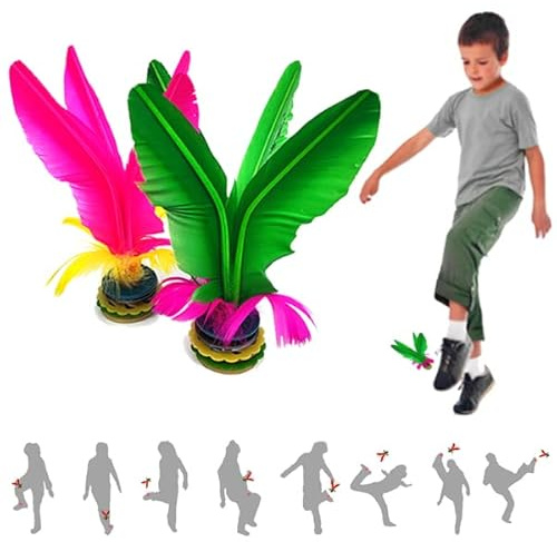 Jastown Kick Shuttlecock,Jianzi Chino,pie Shuttlecock,Fútbol de Plumas montado,Colorido Pluma Kicking Shuttlecock para Foot Exercise Sports Game，Kick Bola de Pluma Libre o en Interiores,2 pc