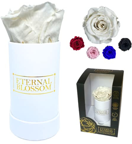 Eternal Blossom Preserved Real Infinity Rose | Eternal Rose That Lasts Over A Year White Box | With Gift Box (Lace White)
