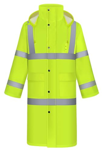 TCCFCCT Rain Suit with Hood, Heavy Duty, Waterproof - Hi Vis Safety Jacket - Men's/Women's Hiking & Camping Gear, Yellow, XL