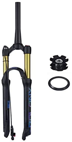 ZECHAO 1-1/2 Fahrrad Federgabel,Rebound-Anpassung 26/27,5/29in Schnellspanner Hub 125mm MTB Fahrrad Air Front Fork Fahrrad Federgabel (Color : Gold-Remote Lock, Size : 29inch)