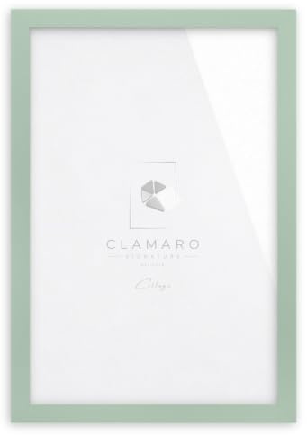 CLAMARO Bilderrahmen Collage, eckig, MDF Holz, Salbei Pastell, 50 x 70 cm | Handgefertigt in Deutschland, Profilbreite 30 mm, inkl. Rückwand und Zackenaufhänger, für Hoch- und Querformat, Acrylglas