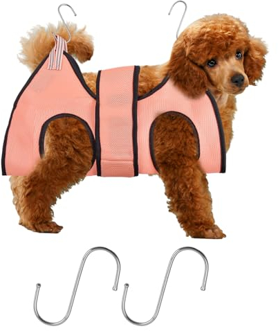 HoaaiGo Haustierpflege-Hängematte für Katzen Hunde, Atmungsaktive Hundepflege Schlinge, Hundepflege Geschirr, Hundepflege-Rückhaltetasche für Haustierpflege Waschen Nagelschneiden (S, Rosa)
