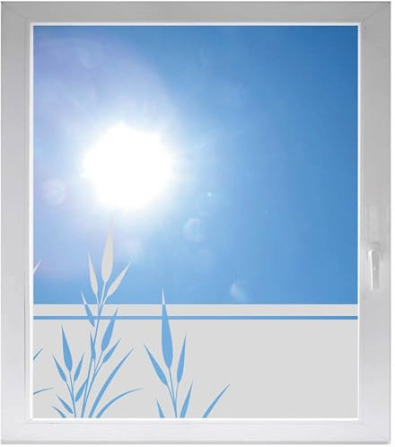 INDIGOS UG - Schilf - ab 800x500 mm - Glasdekorfolie Silber fein satiniert - Blickdicht - Folie Duschkabine - Bad - Fensterfolie - selbstklebend - Dusche Sichtschutzfolie - individuelle Breite - matt