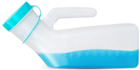 Jdacla® Orinal Adulto con Tapón a Rosca Antifugas de Plástico de Alta Calidad/Urinario Portátil Hombre con Capacidad de 1L (1)