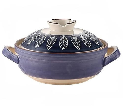 Japanese Donabe Ceramic Casserole with Lid - Earthen Pot Stockpot Cooker for Healthy Cooking